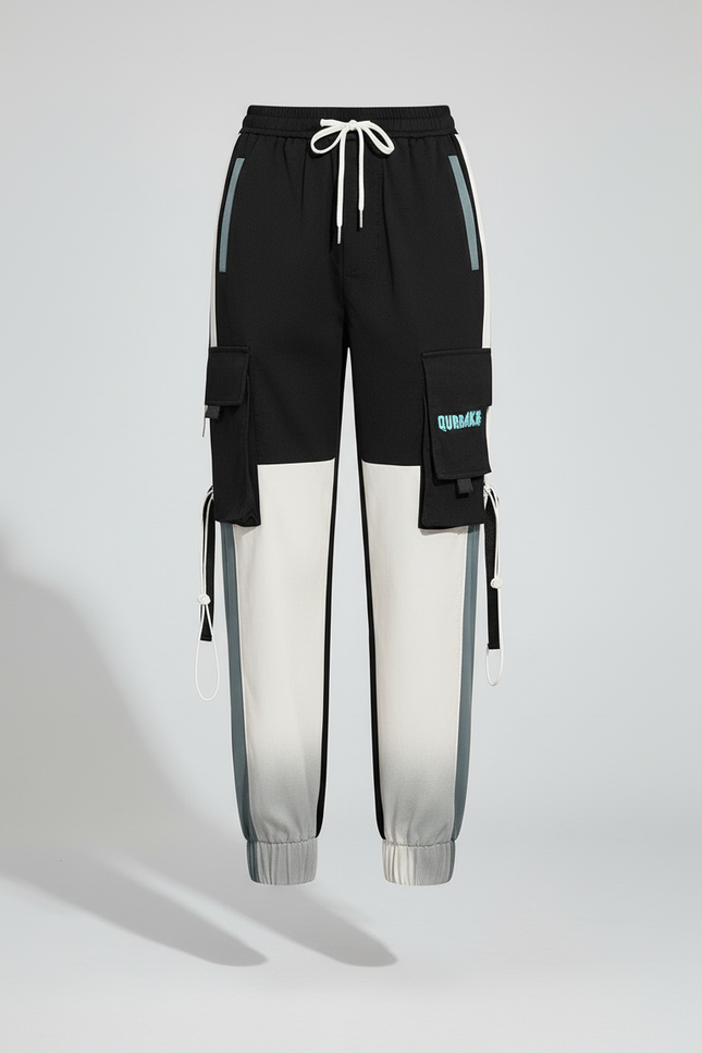 Pantalon Cargo Bicolore Ample Décontracté Multipoches Femme - Multicolore Toile - vue 3