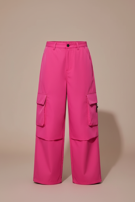Pantalon Cargo Fuchsia Ample Décontracté Multipoches Enfant - Rose Polyester - vue 3