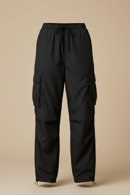 Pantalon Cargo Noir Fluide Ample Femme - Polyester - vue 3
