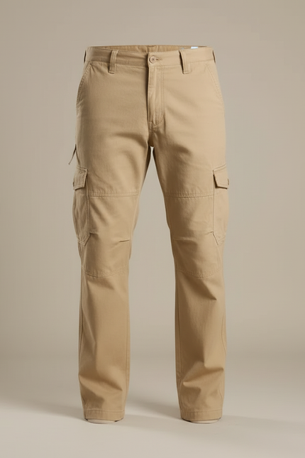 Pantalon Cargo Beige Coton Ample Multipoches Décontracté - vue 3