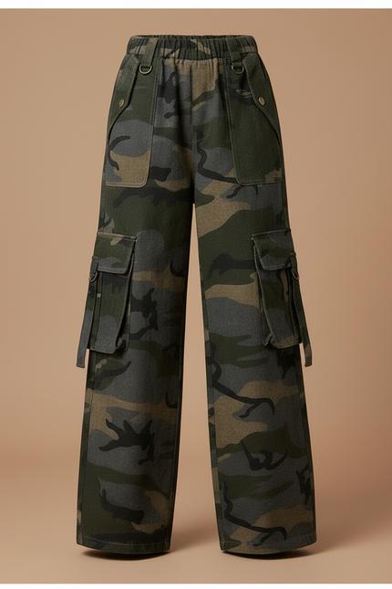 Pantalon Cargo Camouflage Ample Enfant Streetwear Décontracté - Imprimé Coton - vue 3