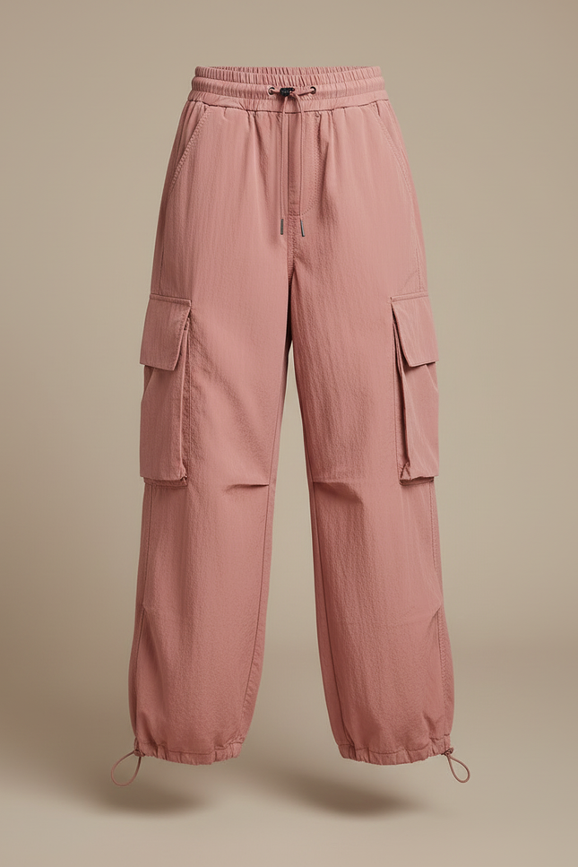 Pantalon Cargo Rose Ample Fluide Poches Latérales - Polyester - vue 3