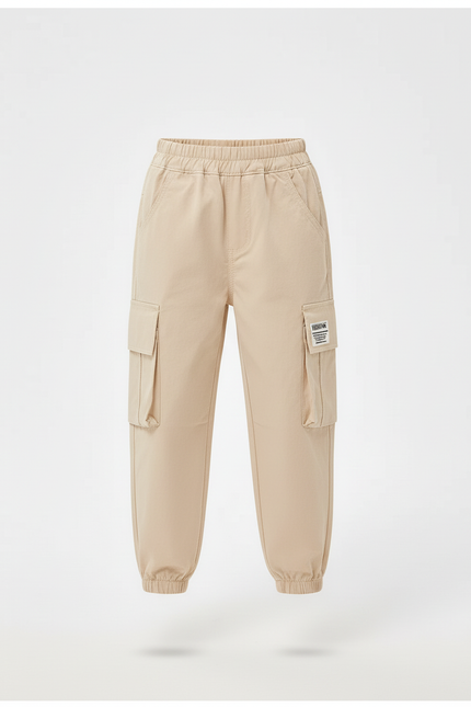 Pantalon Cargo Beige Ample Poches Garçon Décontracté - Gabardine - vue 3