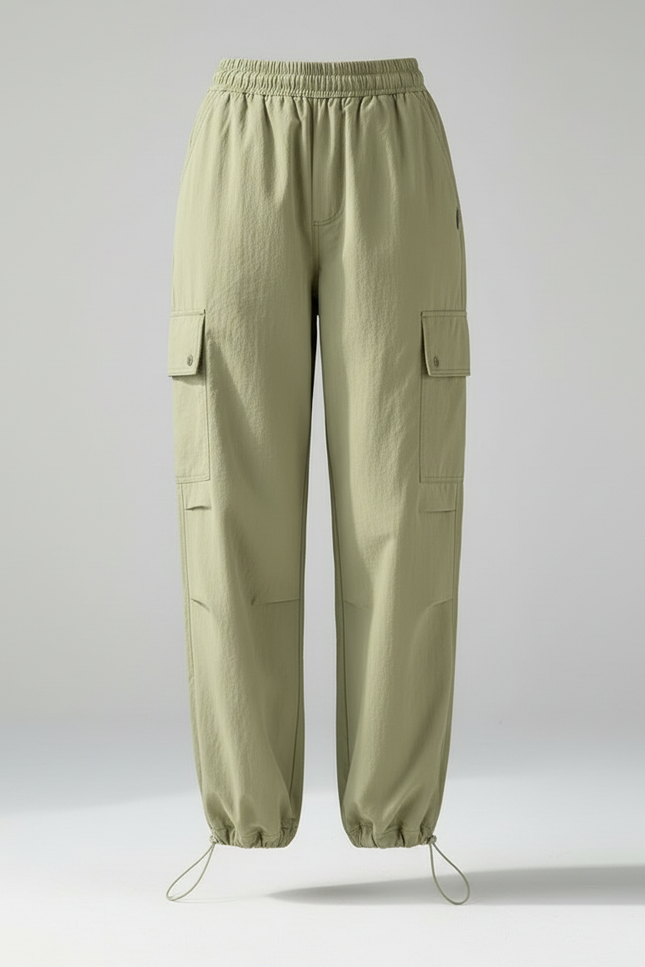 Pantalon Cargo Vert Large Ample Casual Femme - Polyester - vue 3