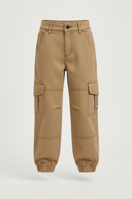 Pantalon Cargo Beige Ample Coton Multipoches Enfant - Toile - vue 3