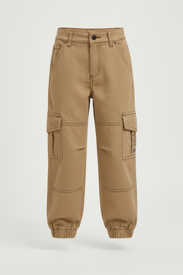 Pantalon Cargo Beige Ample Coton Multipoches Enfant - Toile - vue 3
