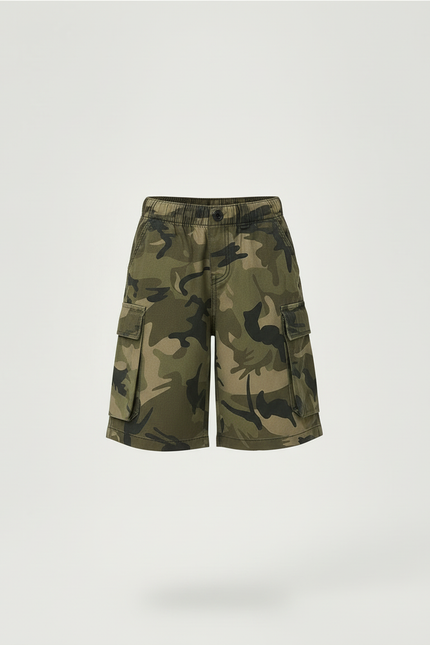 Pantalon Cargo Camouflage Vert Coton Ample Enfant - Kaki - vue 3