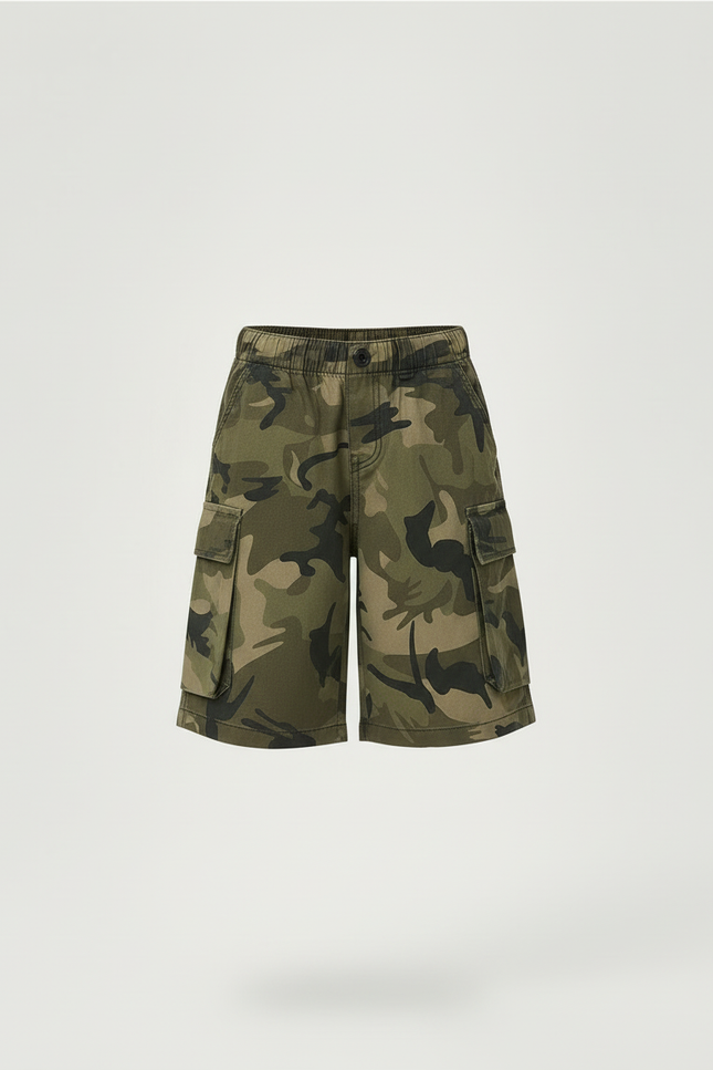 Pantalon Cargo Camouflage Vert Coton Ample Enfant - Kaki - vue 3