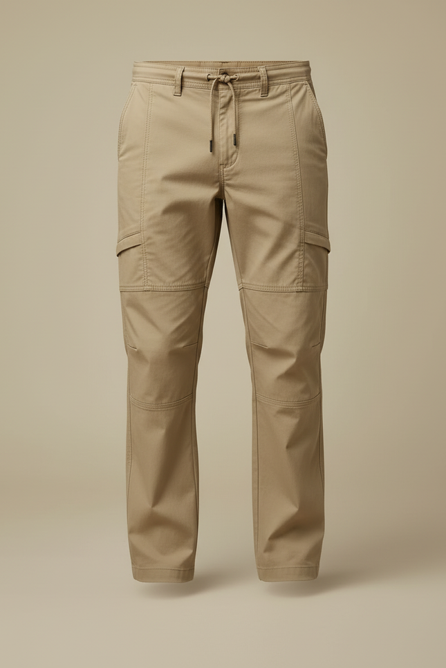 Pantalon Cargo Beige Coton Coupe Droite Décontracté - Toile - vue 3