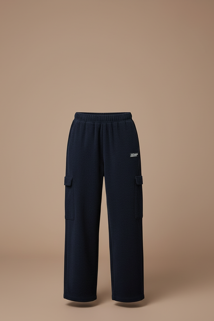 Pantalon Cargo Bleu Marine Côtelé Ample Enfant - Cordé - vue 3