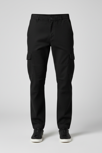 Pantalon Cargo Noir Coton Multipoches Confortable Moderne Homme - vue 3