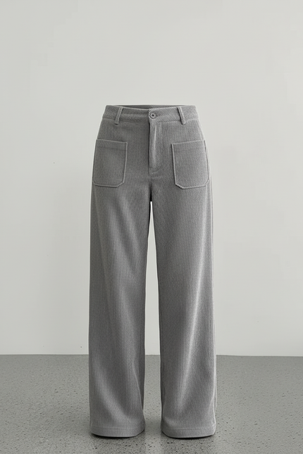 Pantalon Cargo Gris Côtelé Ample Décontracté Poches - Cordé - vue 3