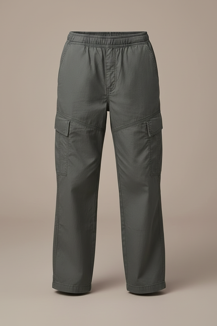 Pantalon Cargo Gris Ample Coton Multipoches Garçon - Toile - vue 3