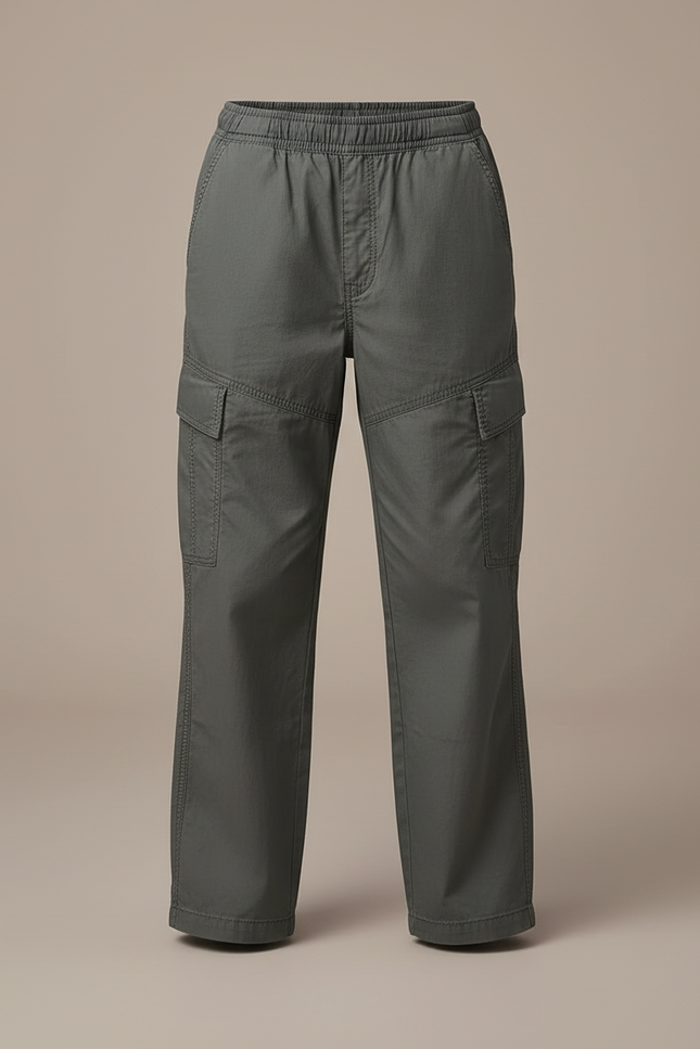 Pantalon Cargo Gris Ample Coton Multipoches Garçon - Toile - vue 3