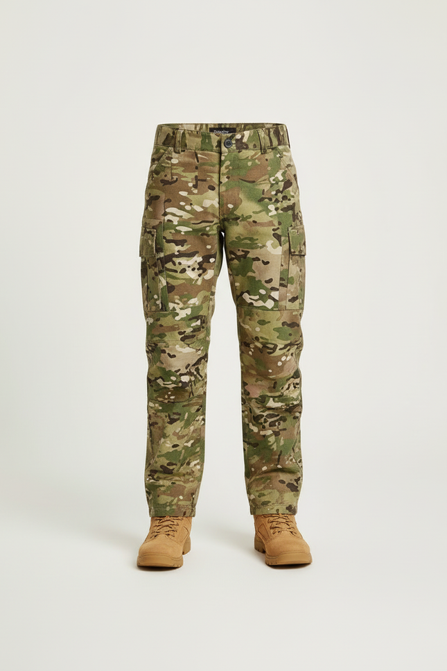 Pantalon Cargo Camouflage Militaire Multipoches Enfant - Multicolore Toile - vue 3