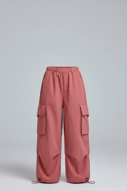 Pantalon Cargo Rose Ample Multipoches Fille Streetwear - Polyester - vue 3