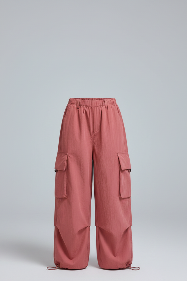 Pantalon Cargo Rose Ample Multipoches Fille Streetwear - Polyester - vue 3