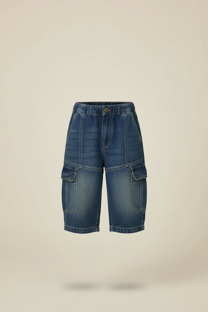 Pantalon Cargo Denim Ample Bleu Délavé Enfant - Jean - vue 3