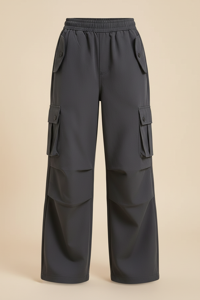 Pantalon Cargo Gris Ample Enfant Multipoches - Polyester - vue 3
