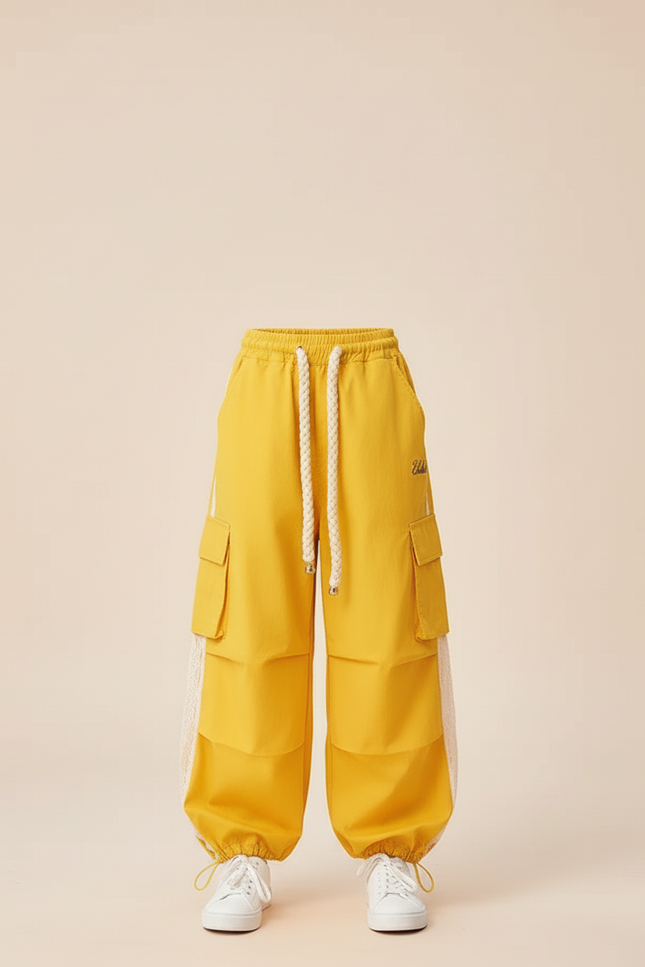 Pantalon Cargo Jaune Ample Dentelle Enfant - Toile - vue 3