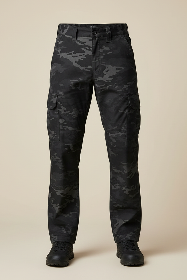Pantalon Cargo Camouflage Militaire Noir Homme Tactique Multipoches - Toile - vue 3
