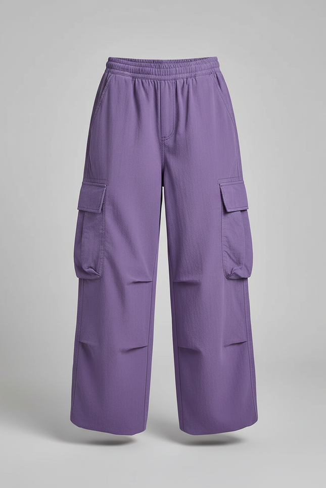 Pantalon Cargo Violet Ample Décontracté Multipoches Enfant - Polyester - vue 3