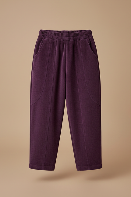 Pantalon Cargo Violet Côtelé Ample Confortable Enfant - Cordé - vue 3