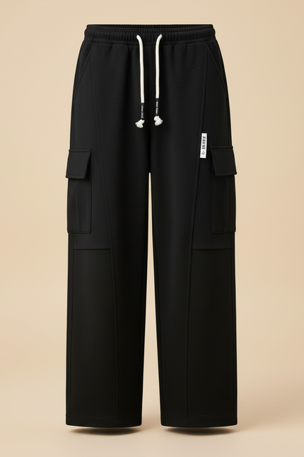 Pantalon Cargo Garçon Noir Baggy - Molleton - vue 3