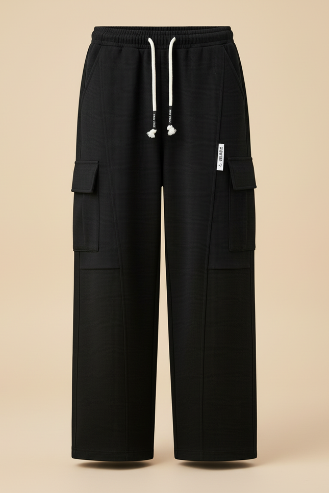Pantalon Cargo Garçon Noir Baggy - Molleton - vue 3