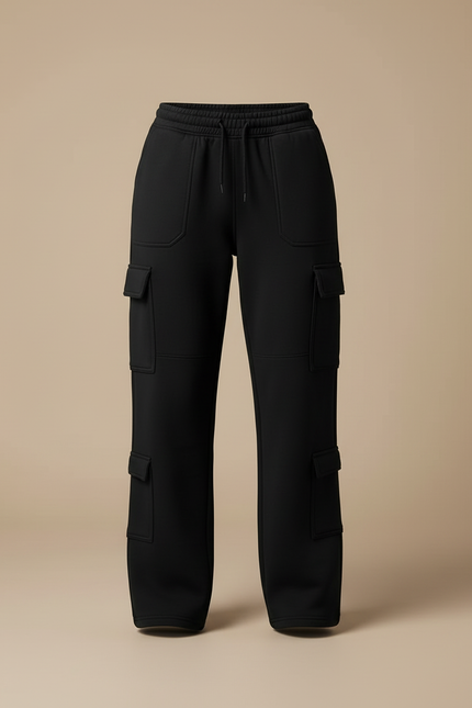 Pantalon Cargo Femme - Noir Molleton - vue 3