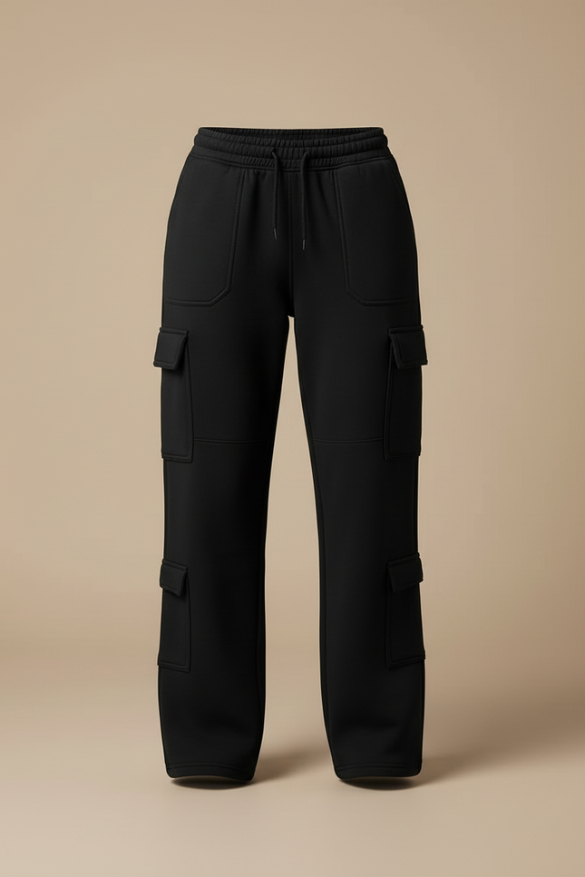 Pantalon Cargo Femme - Noir Molleton - vue 3