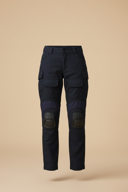 Pantalon Cargo Bleu Marine Militaire Renforcé Multipoches Femme - Toile - vue 3