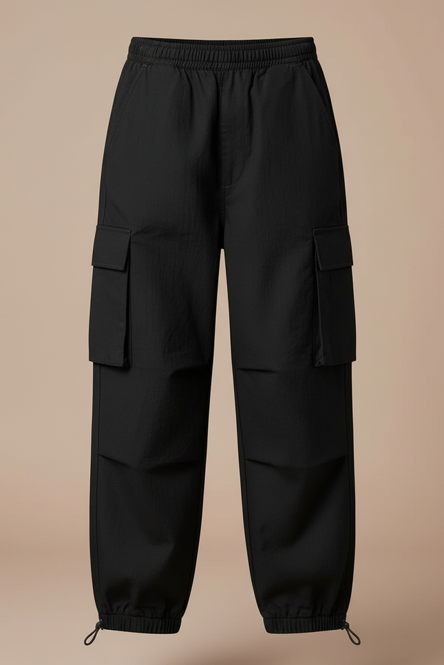 Pantalon Cargo Noir Fluide Multipoches Enfant - Polyester - vue 3