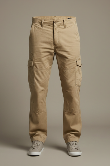 Pantalon Cargo Homme Beige Coton Décontracté Ample - vue 3