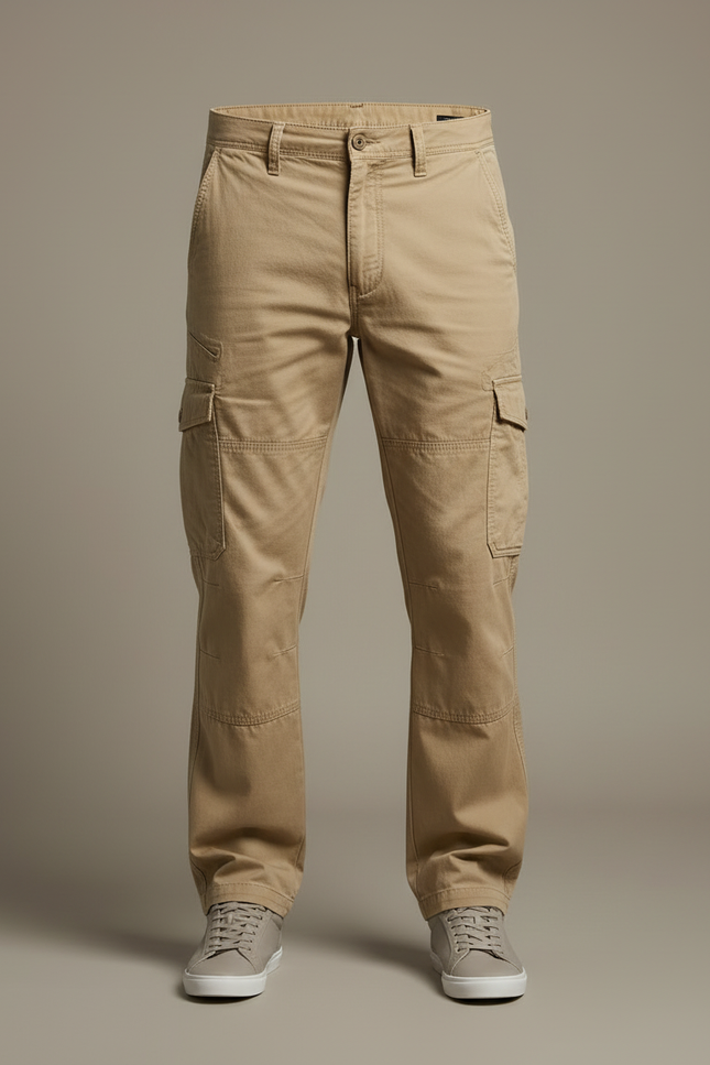 Pantalon Cargo Homme Beige Coton Décontracté Ample - vue 3