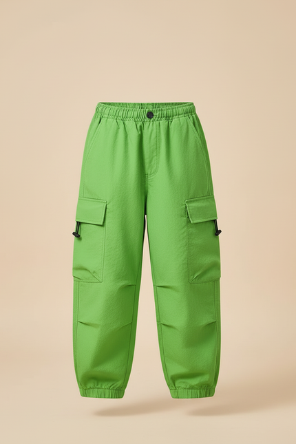 Pantalon Cargo Vert Vif Ample Enfants Streetwear - Polyester - vue 3
