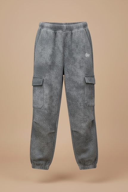 Pantalon Cargo Gris Ample Décontracté Molletonné Enfant - vue 3