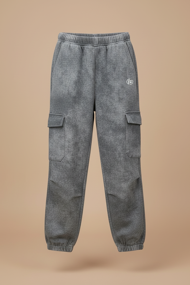 Pantalon Cargo Gris Ample Décontracté Molletonné Enfant - vue 3