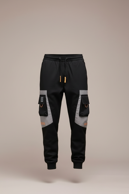 Pantalon Cargo Noir Gris Techwear Multi-poches Homme - Polyester - vue 3
