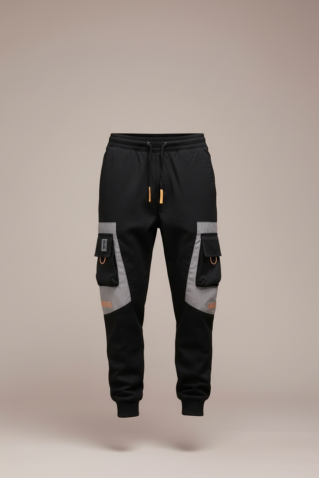 Pantalon Cargo Noir Gris Techwear Multi-poches Homme - Polyester - vue 3