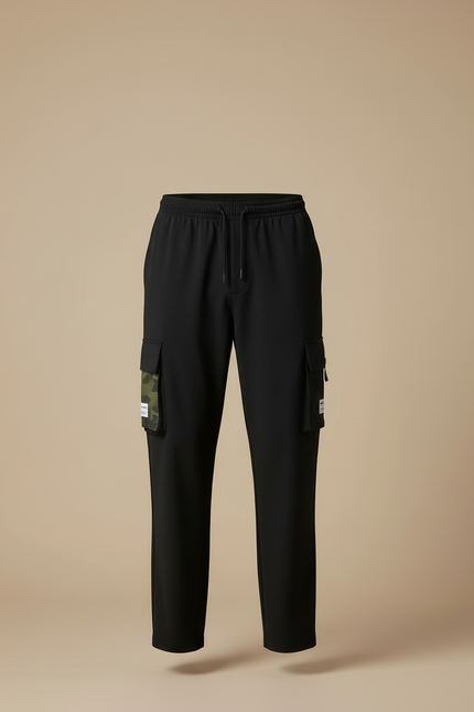 Pantalon Cargo Noir Droit Multipoches Homme Décontracté - Polyester - vue 3