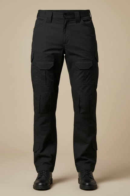 Pantalon Cargo Noir Homme Multipoches Résistant Urbain - Toile - vue 3