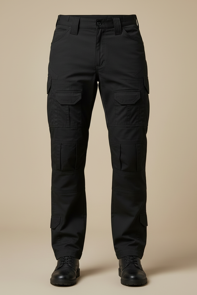 Pantalon Cargo Noir Homme Multipoches Résistant Urbain - Toile - vue 3