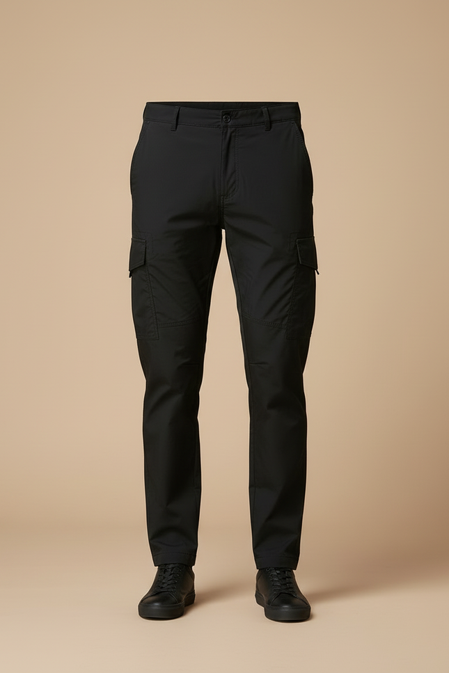 Pantalon Cargo Noir Coton Décontracté Multipoches Homme - Toile - vue 3