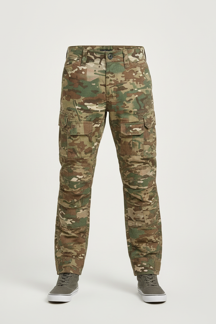 Pantalon Cargo Camouflage Militaire Enfant Multi-Poches Décontracté - Multicolore Toile - vue 3