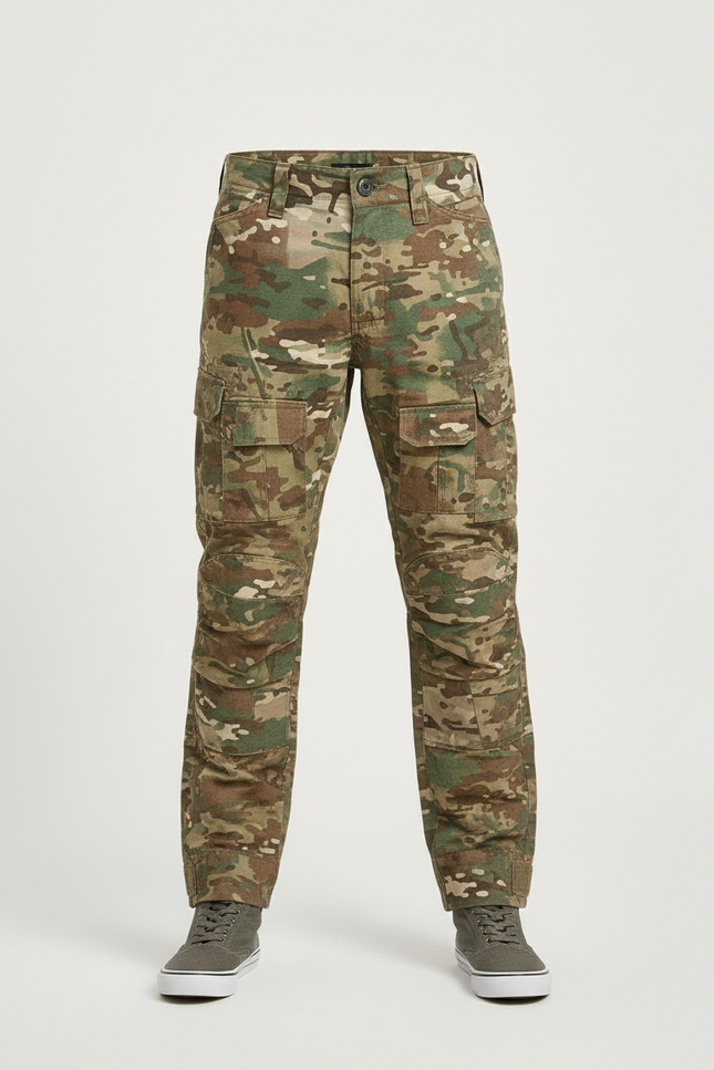 Pantalon Cargo Camouflage Militaire Enfant Multi-Poches Décontracté - Multicolore Toile - vue 3
