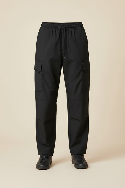 Pantalon Cargo Noir Ample Technique Casual - Polyester - vue 2