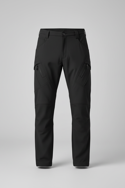 Pantalon Cargo Noir Technique Coupe Droite Multipoches - Polyester - vue 3