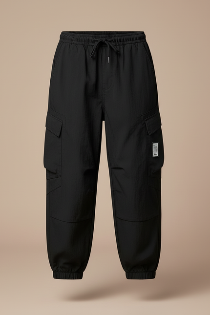 Pantalon Cargo Noir Ample Multipoches Garçon - Polyester - vue 3