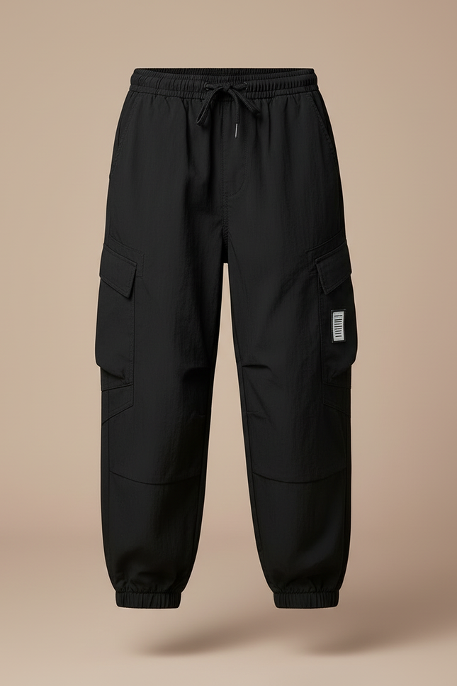 Pantalon Cargo Noir Ample Multipoches Garçon - Polyester - vue 3
